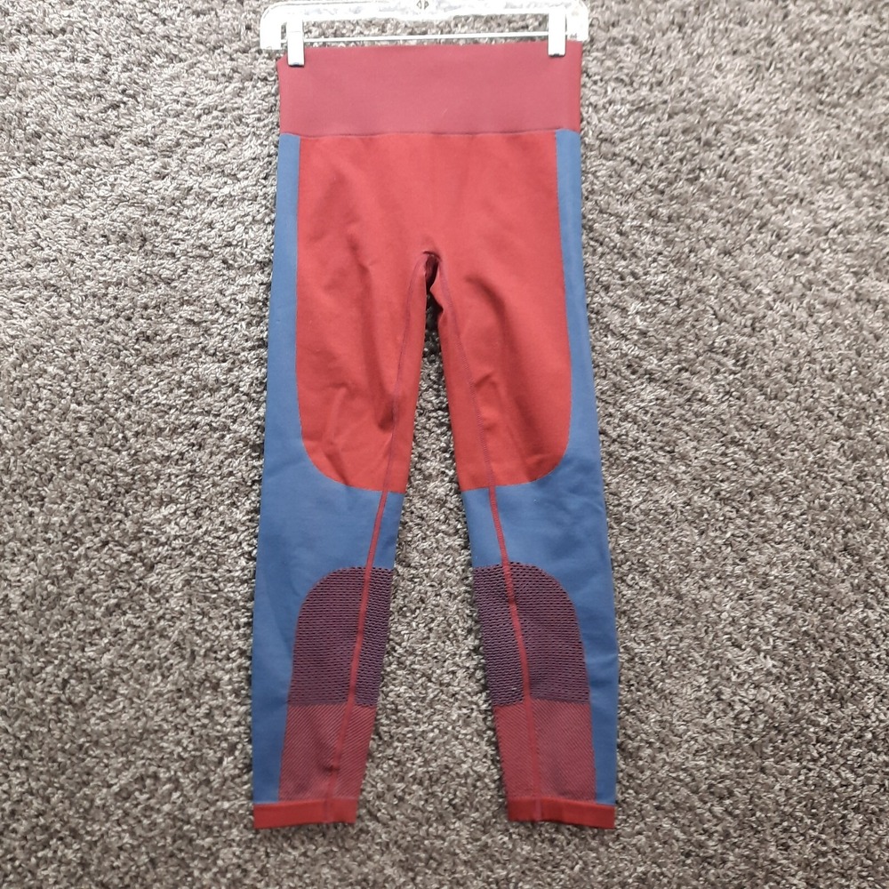 Joylab Leggings Women Large Maroon Blue Athletic Athleisure Stretch‎ Yoga Pants